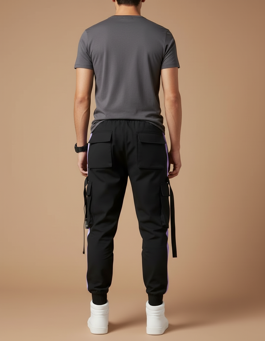 Pantalon Cargo Streetwear Homme - Noir Polyester - vue 2
