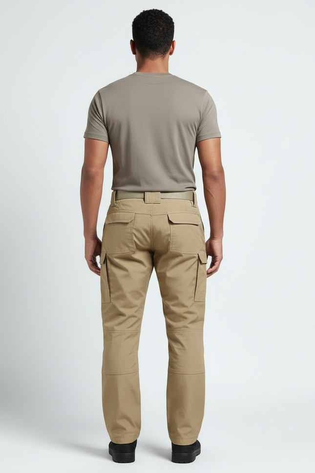 Pantalon Cargo Tactique Beige Robuste Multipoches Homme - Toile - vue 2