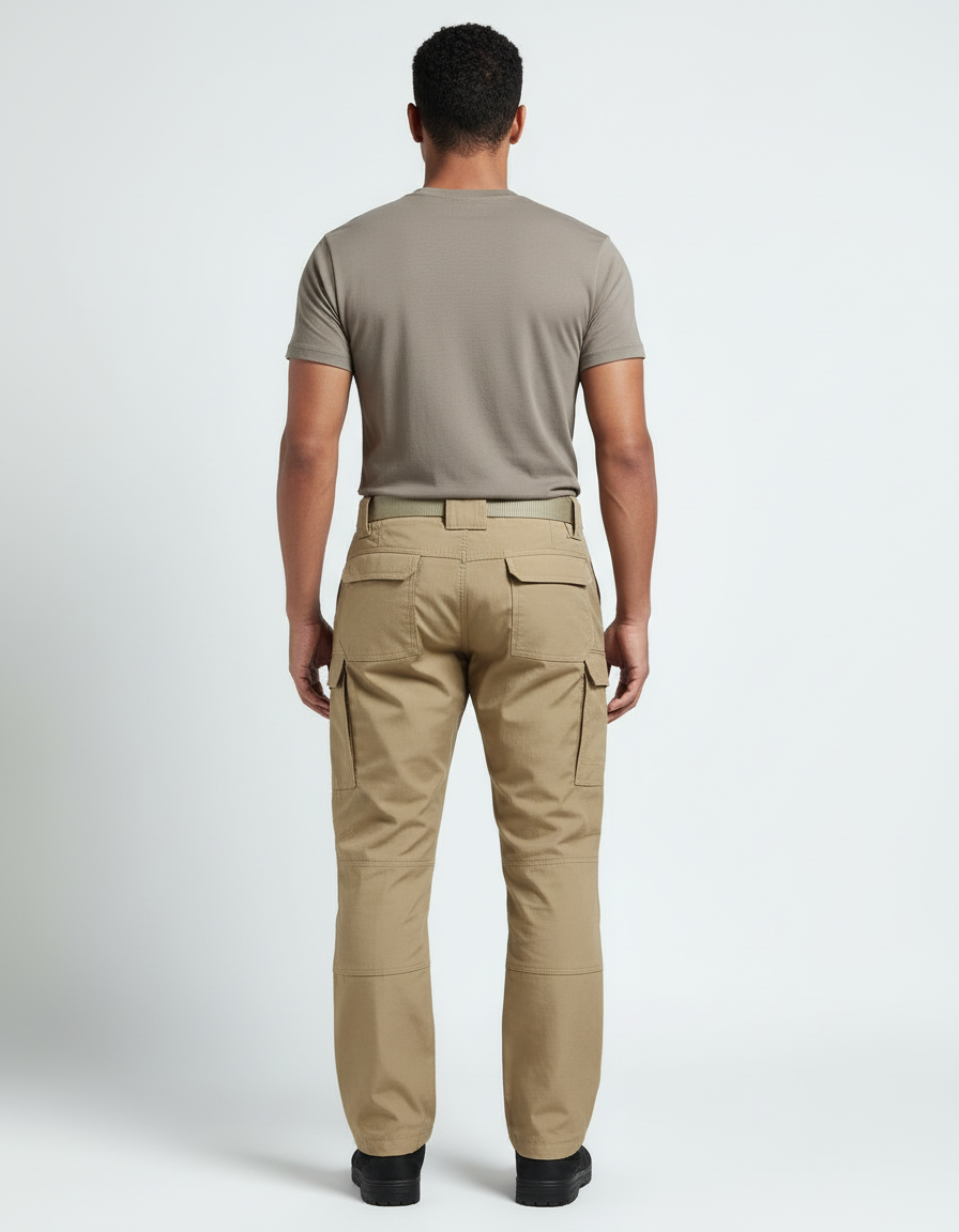 Pantalon Cargo Tactique Beige Robuste Multipoches Homme - Toile - vue 2