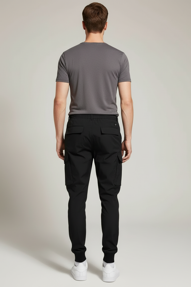 Pantalon Cargo Noir Homme Multipoches Décontracté Jogger Coton - Polyester - vue 2