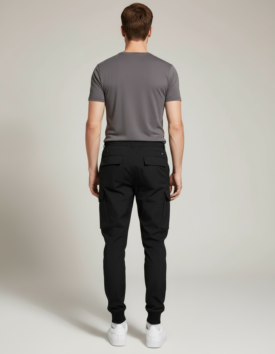 Pantalon Cargo Noir Homme Multipoches Décontracté Jogger Coton - Polyester - vue 2