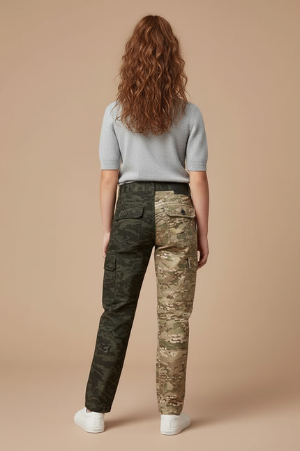 Pantalon Cargo Bicolore Camouflage Slim Enfant - Multicolore Toile - vue 2