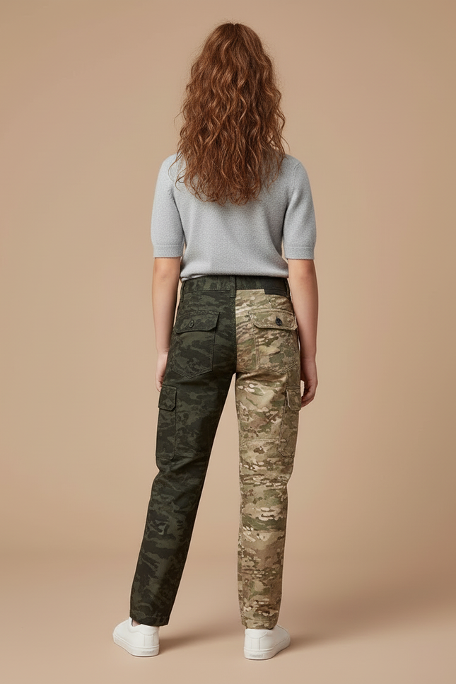 Pantalon Cargo Bicolore Camouflage Slim Enfant - Multicolore Toile - vue 2