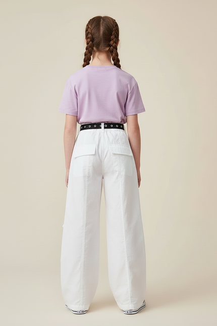 Pantalon Cargo Blanc Ample Zippé Streetwear Enfant - Toile - vue 2