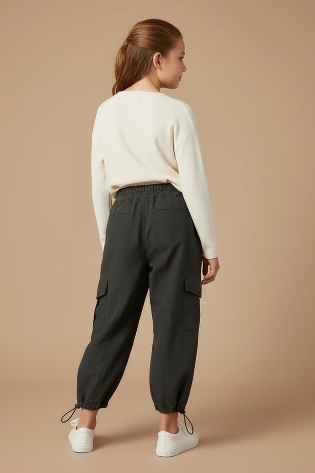 Pantalon Cargo Cropped - Kaki Polyester - vue 2