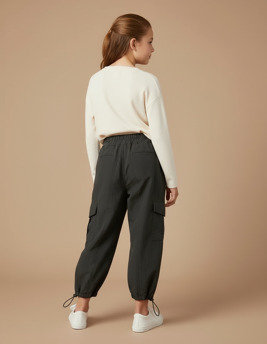 Pantalon Cargo Cropped - Kaki Polyester - vue 2