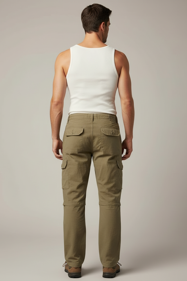 Pantalon Cargo Kaki Droit Décontracté Multipoches Homme - Toile - vue 2