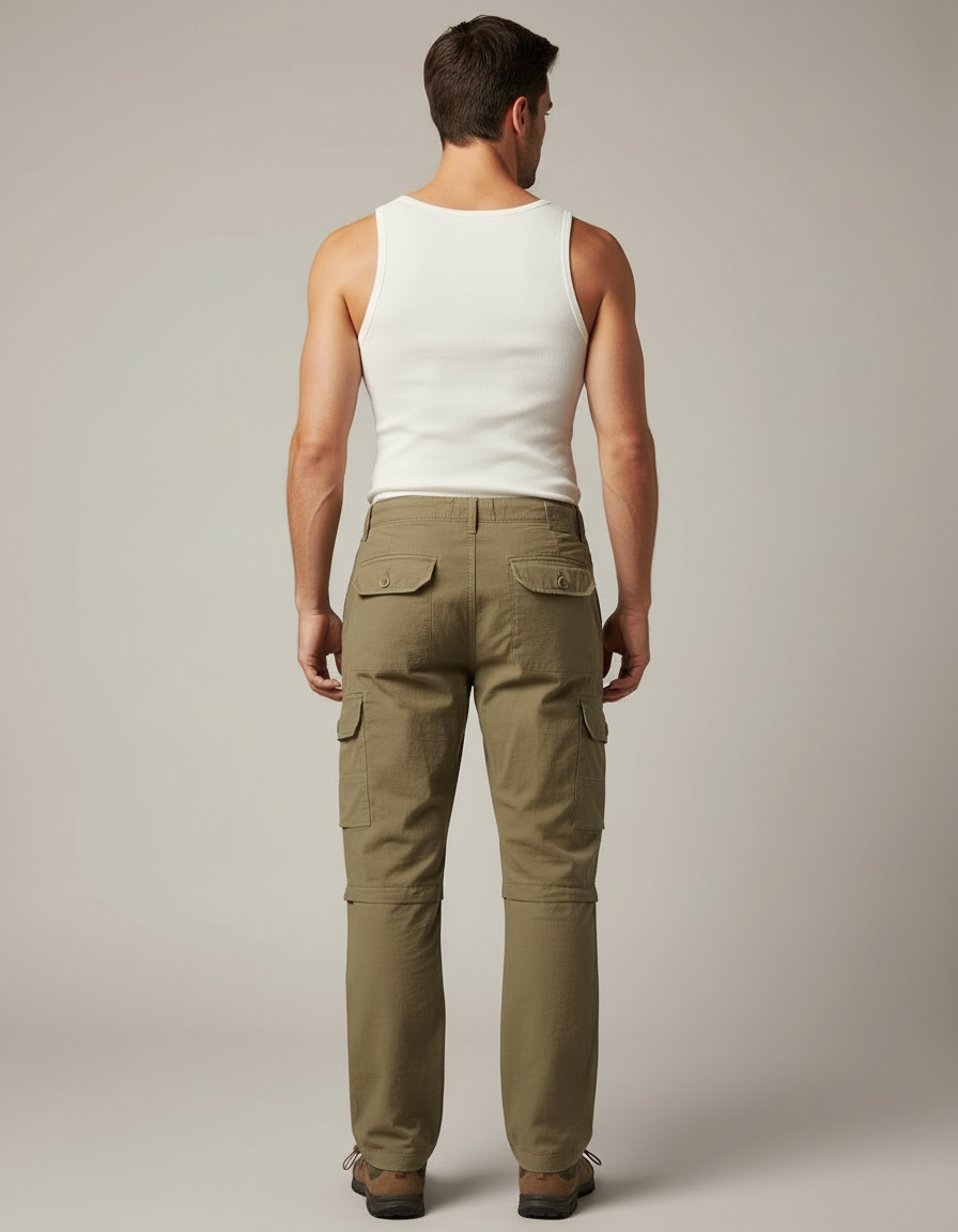 Pantalon Cargo Kaki Droit Décontracté Multipoches Homme - Toile - vue 2