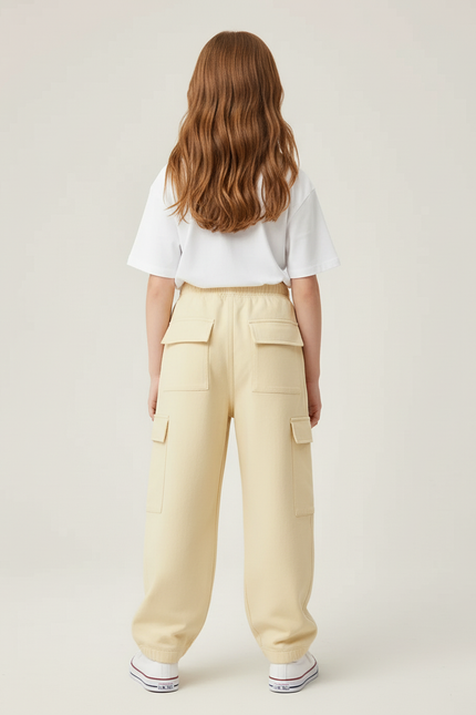Pantalon Cargo Beige Ample Décontracté Poches - Molleton - vue 2
