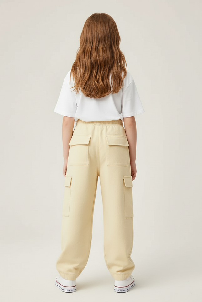 Pantalon Cargo Beige Ample Décontracté Poches - Molleton - vue 2
