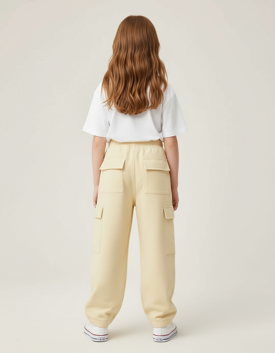 Pantalon Cargo Beige Ample Décontracté Poches - Molleton - vue 2