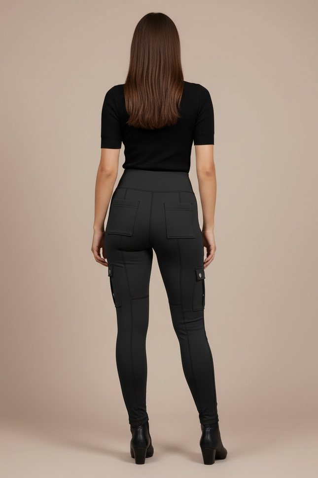 Pantalon Cargo Noir Skinny Poches Décontracté Femme - Maille - vue 2