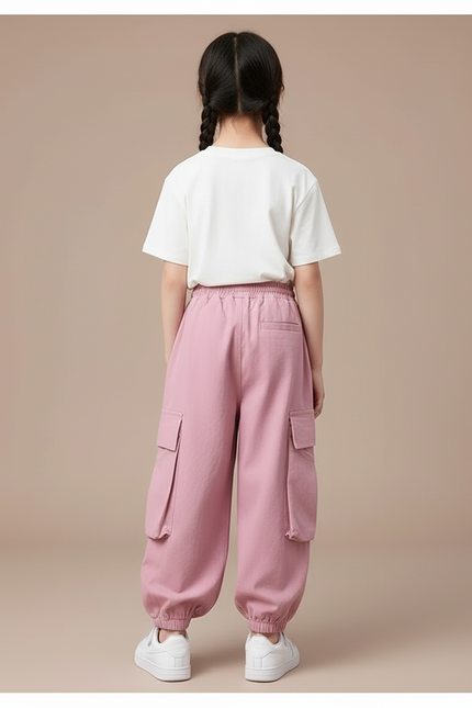 Pantalon Cargo Rose Ample Multipoches Enfant Streetwear - Molleton - vue 2
