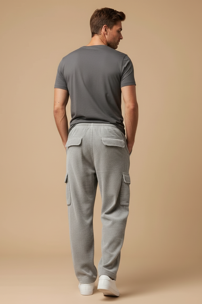 Pantalon Cargo Velours Côtelé Homme - Gris Cordé - vue 2