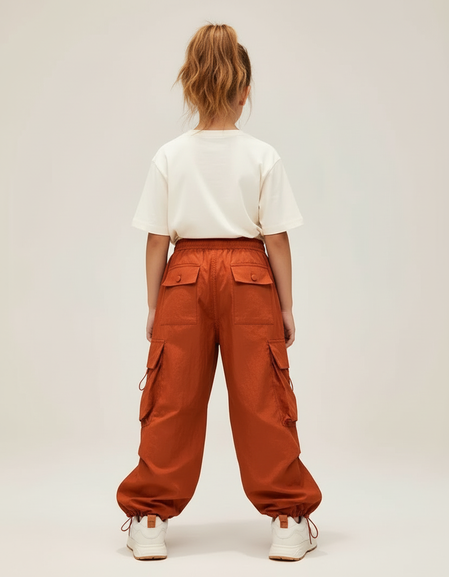 Pantalon Cargo Orange - Polyester - vue 2