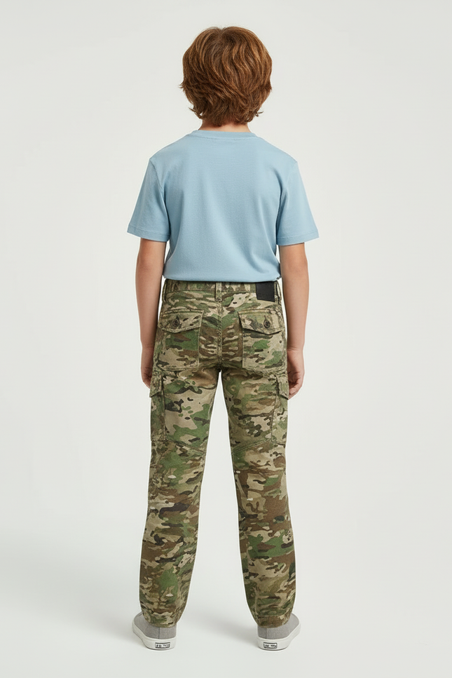 Pantalon Cargo Camouflage Garçon Décontracté Multipoches - Imprimé Toile - vue 2
