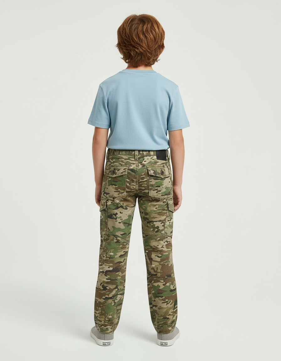 Pantalon Cargo Camouflage Garçon Décontracté Multipoches - Imprimé Toile - vue 2