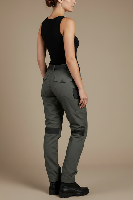 Pantalon Cargo Vert Militaire Femme Tactique Renforcé - Toile - vue 2
