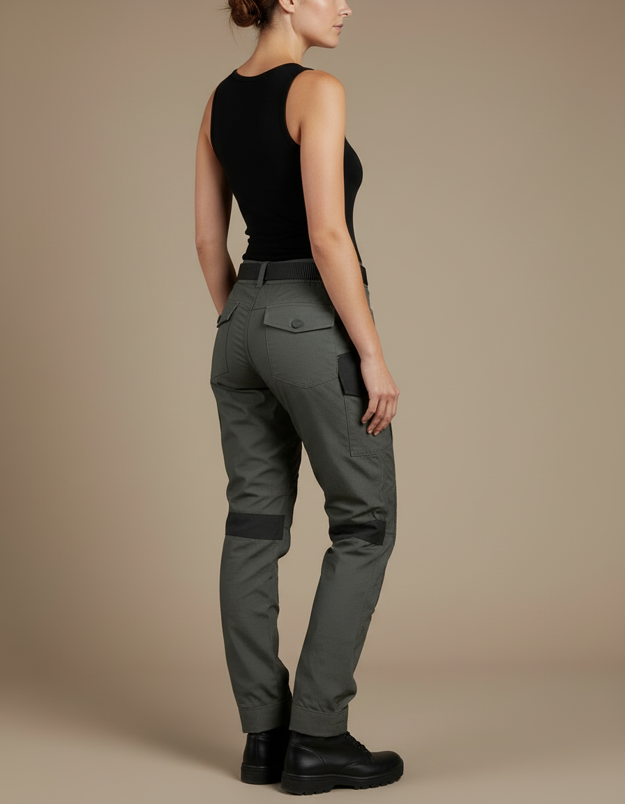 Pantalon Cargo Vert Militaire Femme Tactique Renforcé - Toile - vue 2