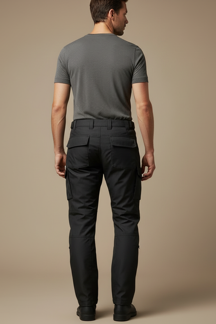 Pantalon Cargo Noir Technique Plissé Imperméable Homme - Gabardine - vue 2