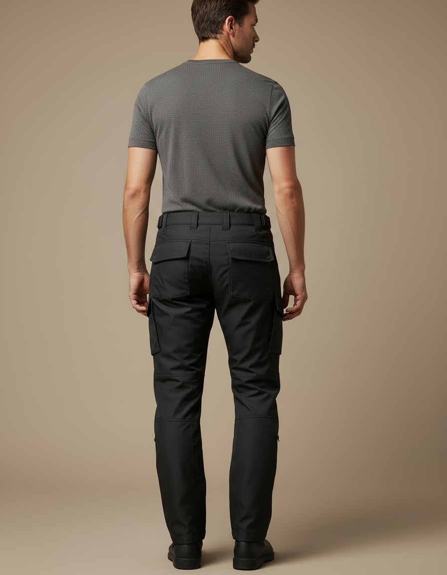 Pantalon Cargo Noir Technique Plissé Imperméable Homme - Gabardine - vue 2