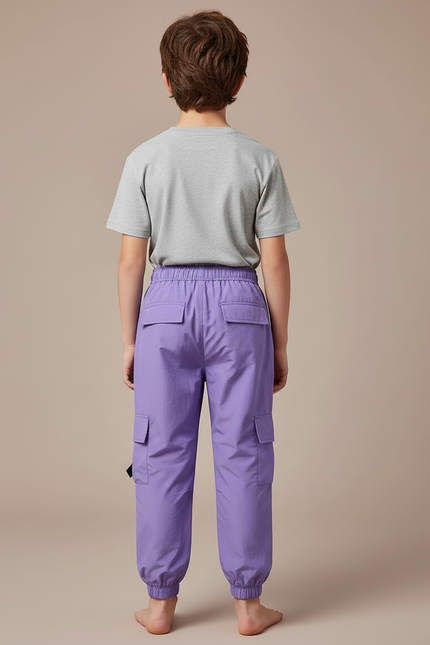 Pantalon Cargo Violet Ample Sangles Enfant Décontracté - Polyester - vue 2