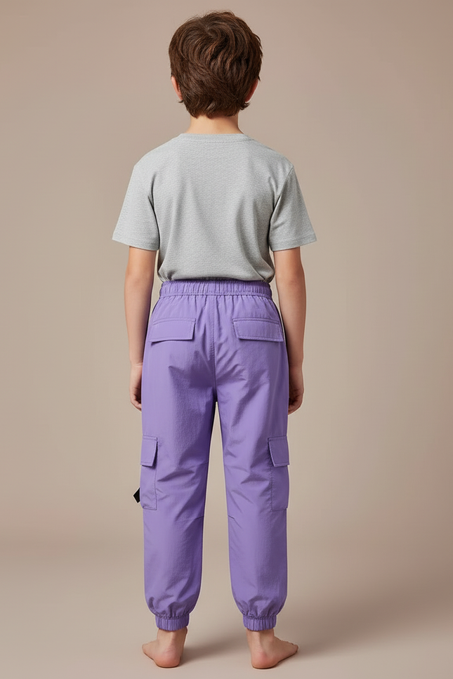 Pantalon Cargo Violet Ample Sangles Enfant Décontracté - Polyester - vue 2