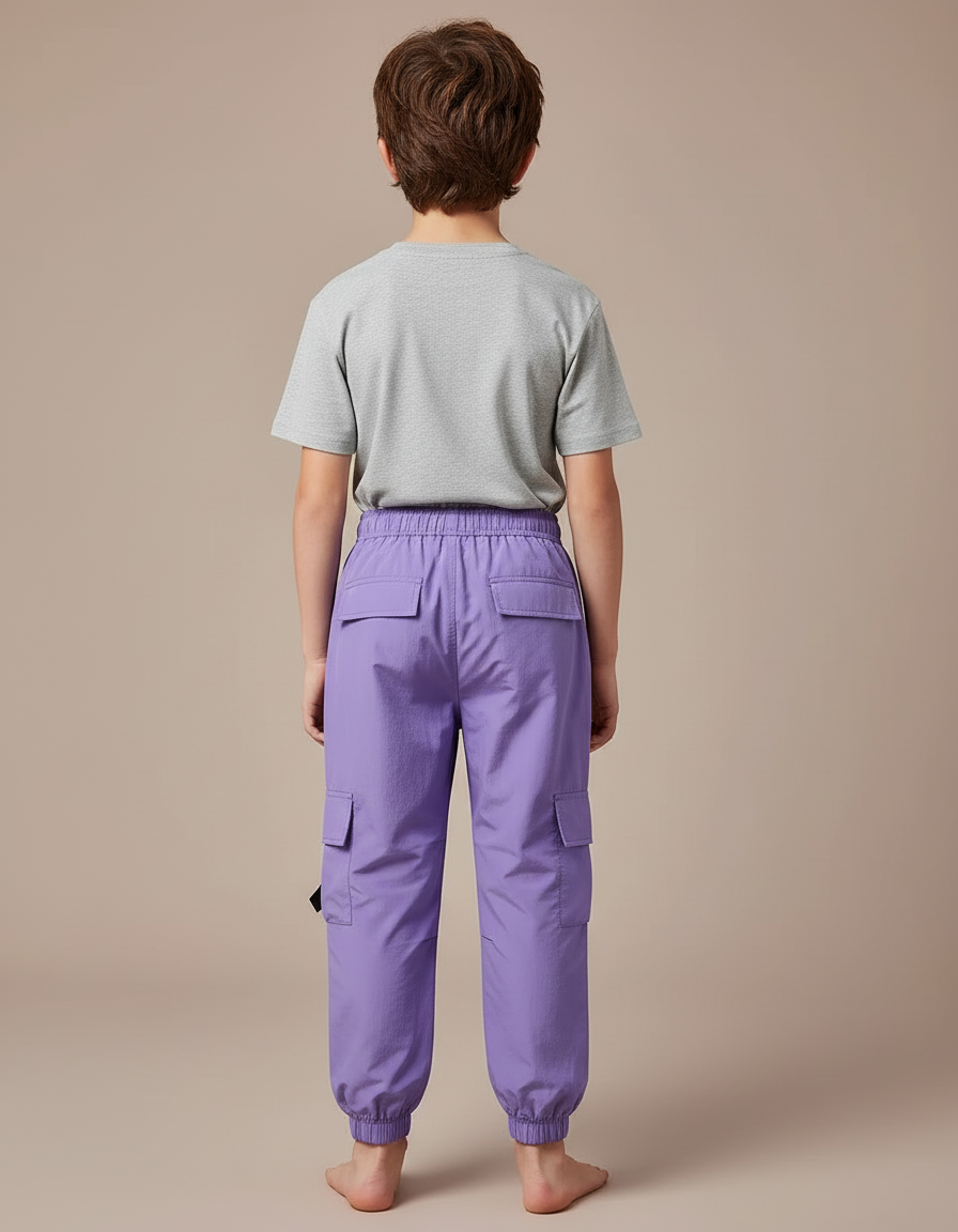 Pantalon Cargo Violet Ample Sangles Enfant Décontracté - Polyester - vue 2
