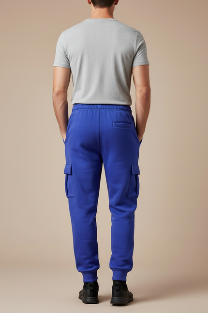 Pantalon Cargo Bleu Molletonné Ample Multipoches Homme - vue 2