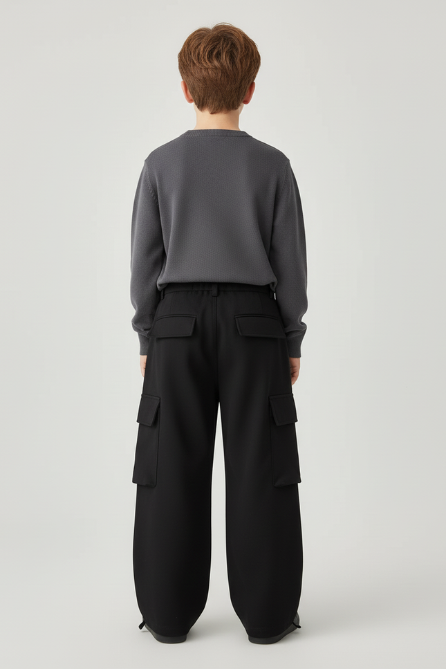 Pantalon Cargo Garçon Noir Baggy Softshell - Polyester - vue 2