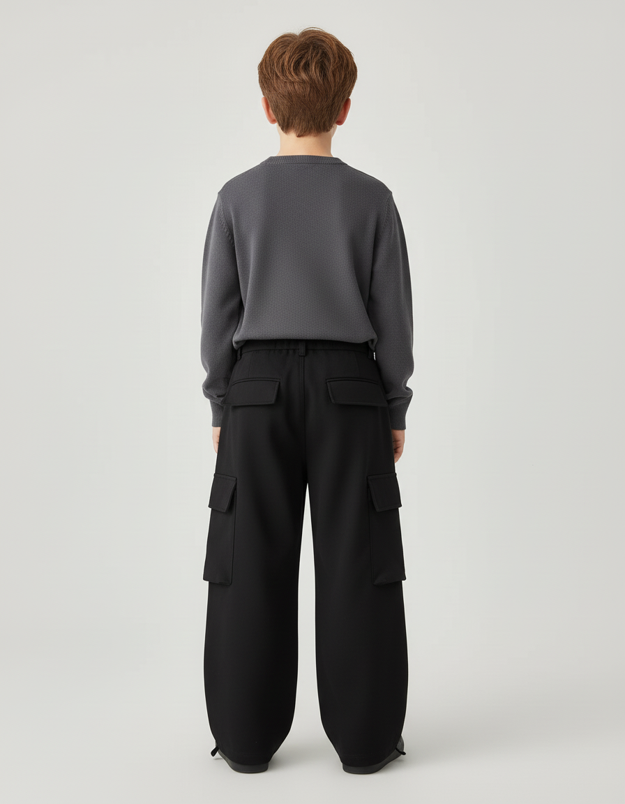 Pantalon Cargo Garçon Noir Baggy Softshell - Polyester - vue 2