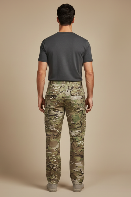 Pantalon Cargo Camouflage Militaire Multipoches Décontracté Homme - Multicolore Toile - vue 2