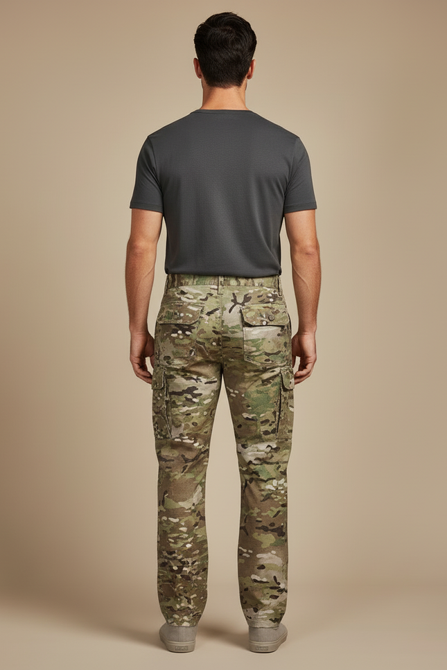 Pantalon Cargo Camouflage Militaire Multipoches Décontracté Homme - Multicolore Toile - vue 2