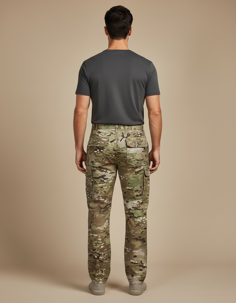 Pantalon Cargo Camouflage Militaire Multipoches Décontracté Homme - Multicolore Toile - vue 2