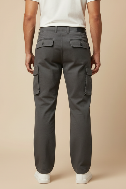 Pantalon Cargo Gris Ample Multipoches Zippées Homme - Toile - vue 2
