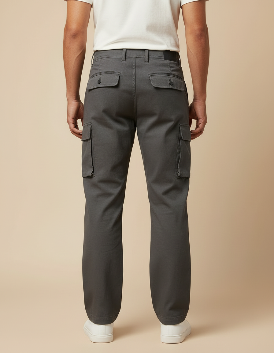 Pantalon Cargo Gris Ample Multipoches Zippées Homme - Toile - vue 2