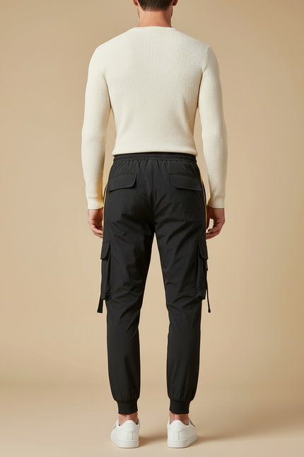 Pantalon Cargo Jogger - Noir Polyester - vue 2