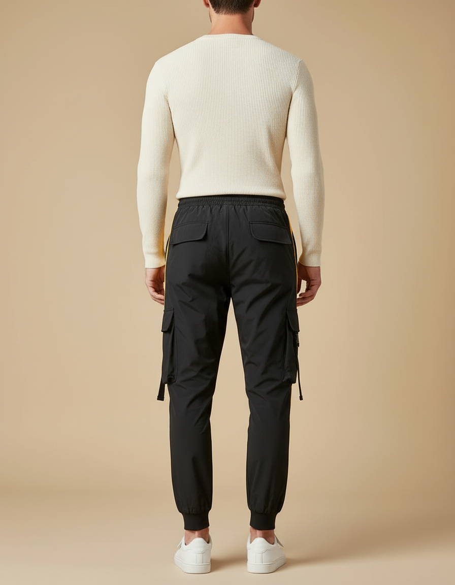 Pantalon Cargo Jogger - Noir Polyester - vue 2