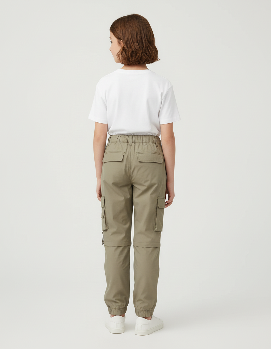 Pantalon Cargo Kaki Ample Détachable Enfant - Polyester - vue 2