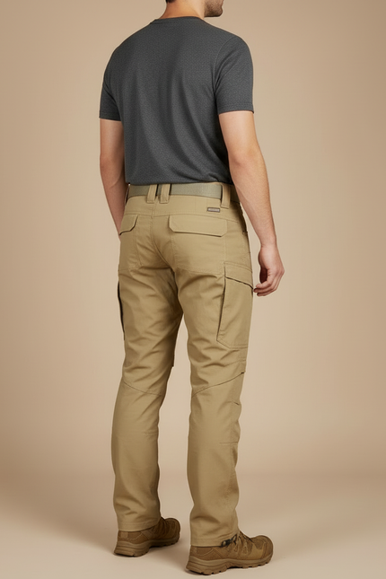 Pantalon Cargo Beige Tactique Multipoches Homme Convertible - Gabardine - vue 2