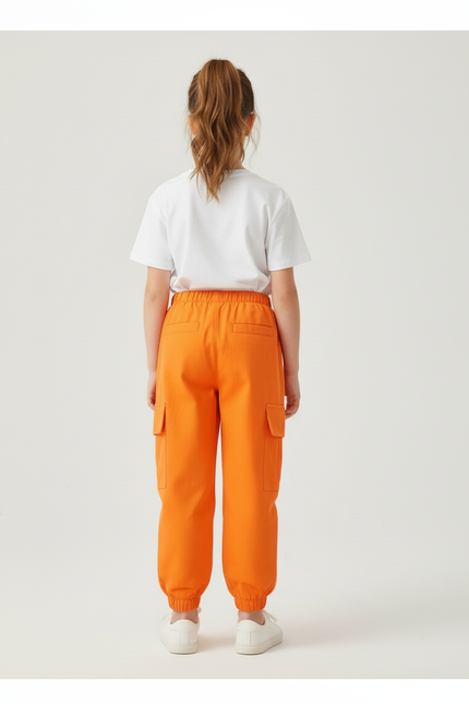 Pantalon Cargo Fille Orange Jogger - Toile - vue 2