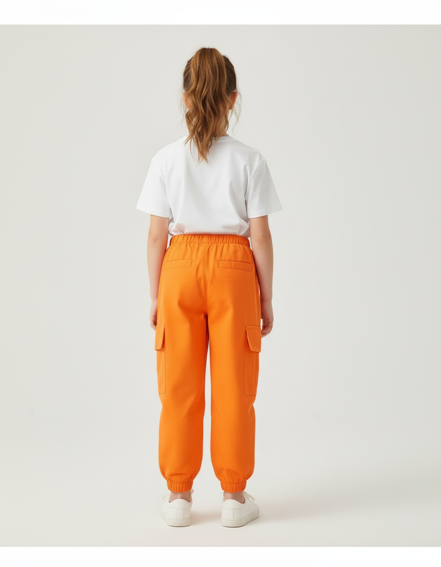 Pantalon Cargo Fille Orange Jogger - Toile - vue 2