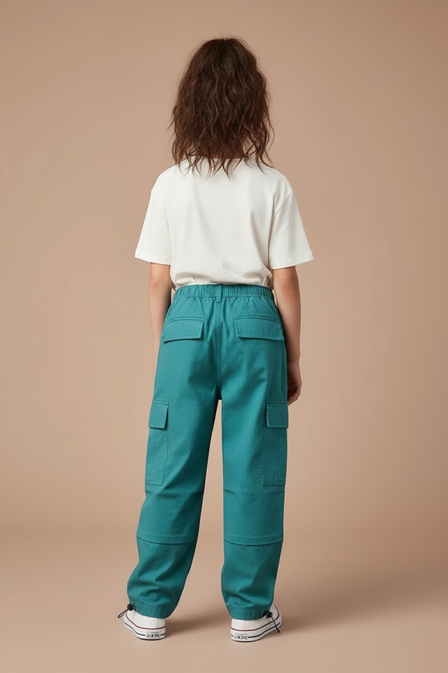 Pantalon Cargo Vert Ample Multipoches Enfant Coton - Toile - vue 2
