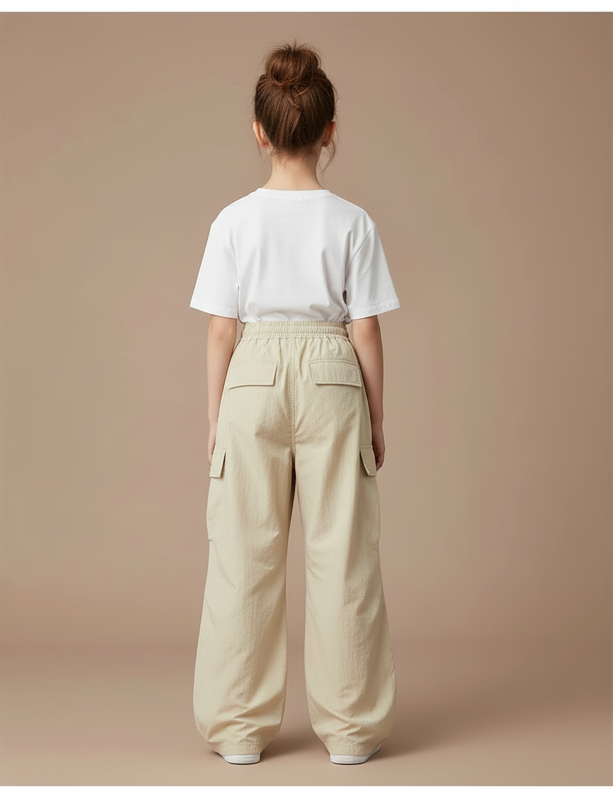 Pantalon Cargo Beige Ample Décontracté Léger Enfant - Polyester - vue 2