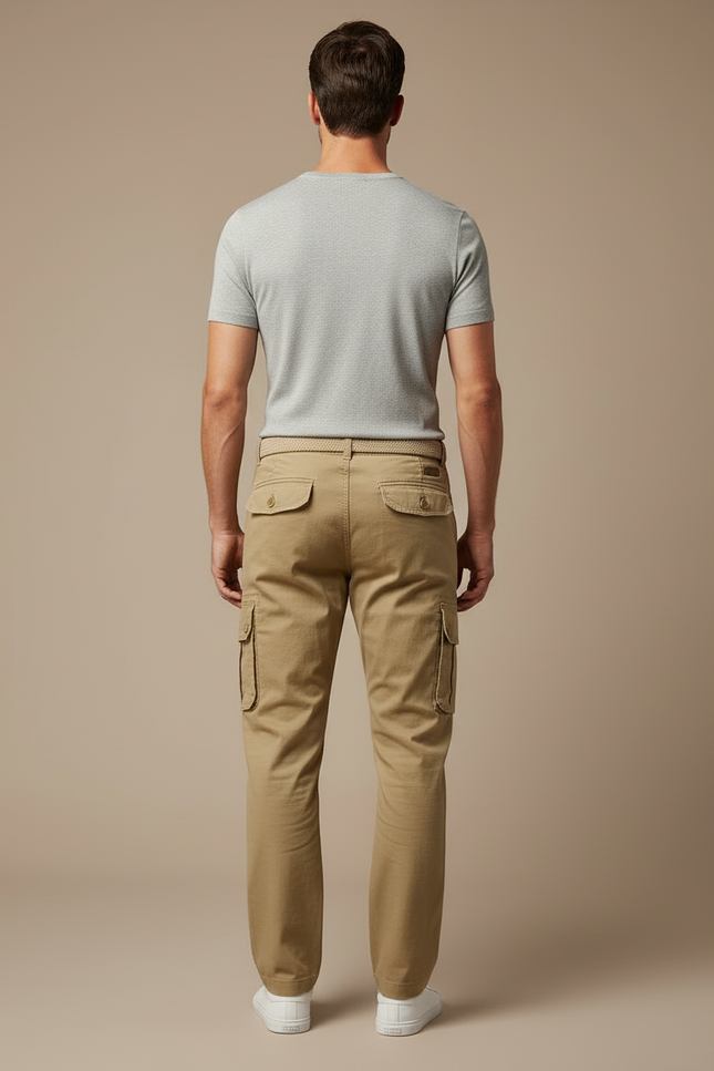Pantalon Cargo Doublé Homme - Kaki Gabardine - vue 2