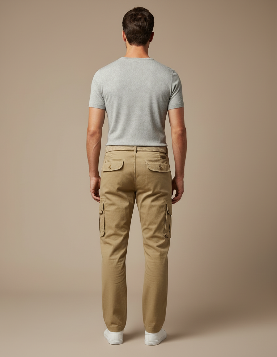 Pantalon Cargo Doublé Homme - Kaki Gabardine - vue 2