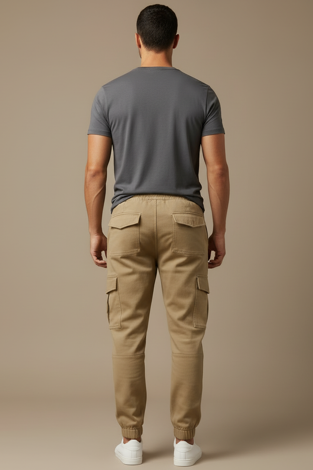 Pantalon Cargo Beige Coton Multipoches Homme Jogger - vue 2