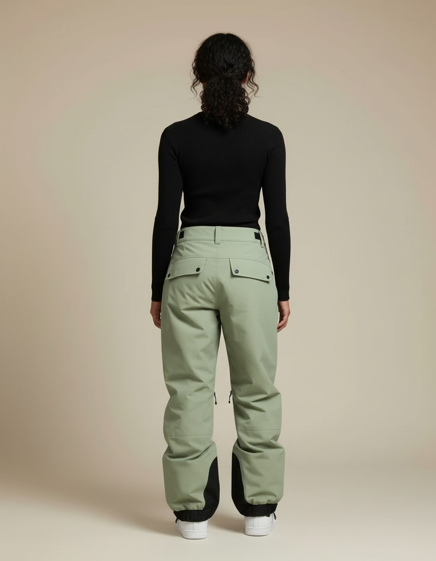 Pantalon Cargo Vert Ample Imperméable Multi-Poches - Kaki Polyester - vue 2