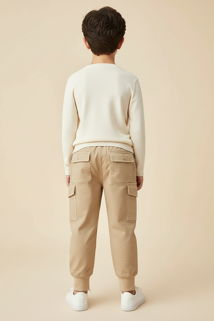 Pantalon Cargo Beige Coton Poches Décontracté Garçon - vue 2