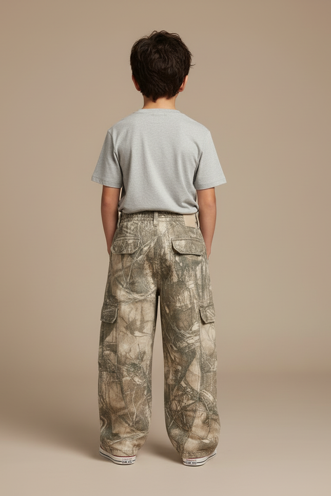 Pantalon Cargo Camouflage Ample Enfant Décontracté Multipoches - Multicolore Toile - vue 2